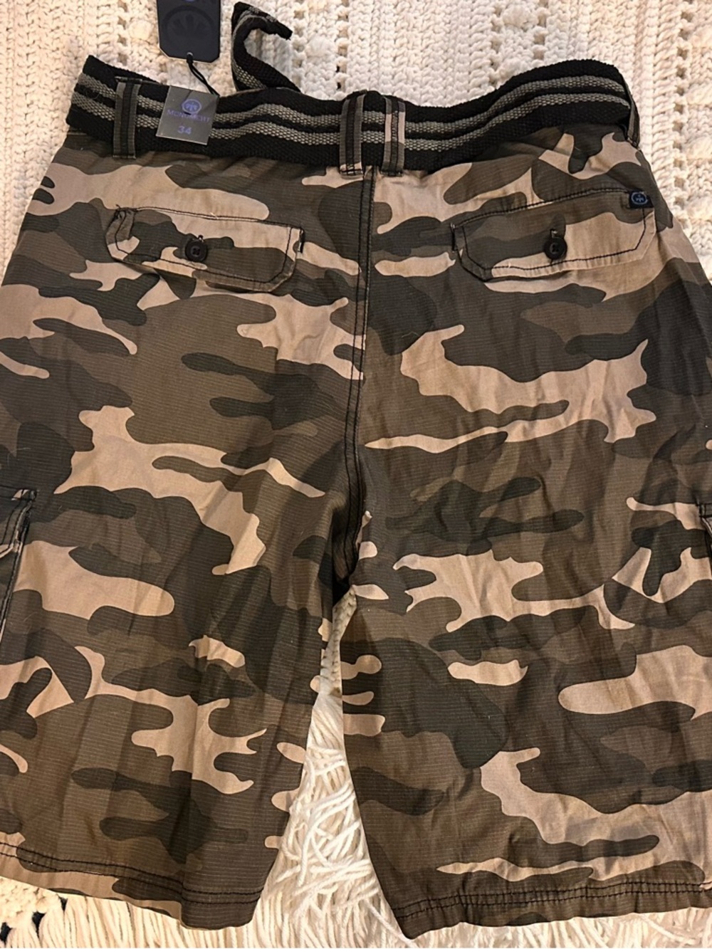 Monument Men's Camo Cargo Shorts - Olive Green - Picture 2 of 4